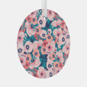 水彩フローラブーケ：ヴィンテージ牡丹。 ガラスオーナメント (正面右)