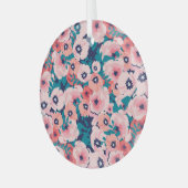 水彩フローラブーケ：ヴィンテージ牡丹。 ガラスオーナメント (正面左)