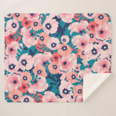 水彩フローラブーケ:ヴィンテージ牡丹。 シェルパブランケット (正面(横))