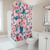 水彩フローラブーケ:ヴィンテージ牡丹。 シャワーカーテン (インサイチュ)
