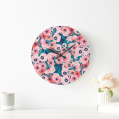 水彩フローラブーケ：ヴィンテージ牡丹。 ラージ壁時計 (ホーム)