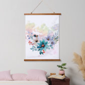 水彩フローラブーケ、夏の花デザイン、 吊り下げ型タペストリー (寝室)