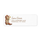 水彩フローラブーツウェスタン差出人住所 ラベル (正面)