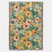 水彩フローラプリントオールシーズンスローブランケット スローブランケット (正面縦)