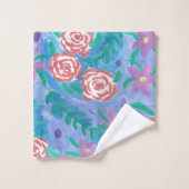 水彩フローラプリント  バスタオルセット (ウォッシュタオル)