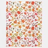 水彩フローラプリント フリースブランケット (正面)