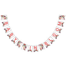 水彩フローラベビーにおける開花バンティングフラグ