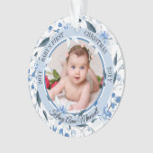 水彩フローラベビーの初めてのクリスマス写真 オーナメント (正面)
