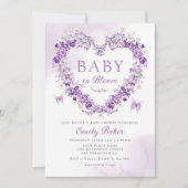 水彩フローラベビーイン開花ガールベビーシャワー 招待状 (正面)