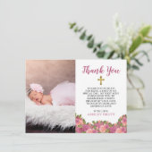 水彩フローラベビーガールバプテスマ サンキューカード (スタンド正面)