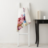 水彩フローラベビーガールピンクオレンジ名 シェルパブランケット (インサイチュ)