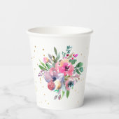 水彩フローラベビーガールベビーシャワー 紙コップ (裏面)