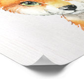 水彩フローラベビーキツネ、ウッドランド動物 ポスター (角)