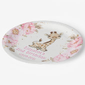 水彩フローラベビーキラフェ牡丹誕生日 ペーパープレート (アングル)