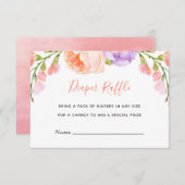 水彩フローラベビーシャワーおむつラッフルカード エンクロージャーカード (正面/裏面)