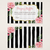 水彩フローラベビーシャワーおむつラッフルチケット (正面&裏面)