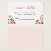 水彩フローラベビーシャワーおむつラッフルチケット (正面&裏面)