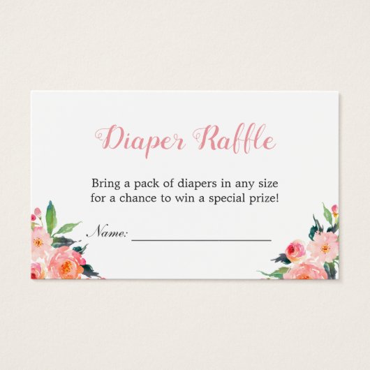 水彩フローラベビーシャワーおむつラッフルチケット (正面)