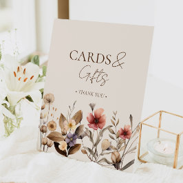 水彩フローラベビーシャワーカードとギフト 台座サイン