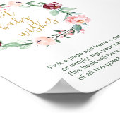 水彩フローラベビーシャワーゲストブックサイン ポスター (角)