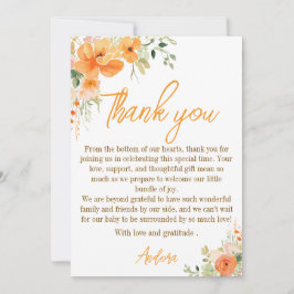 水彩フローラベビーシャワーサンキューカード サンキューカード