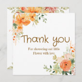 水彩フローラベビーシャワーサンキューカード サンキューカード (正面/裏面)
