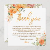 水彩フローラベビーシャワーサンキューカード サンキューカード (正面/裏面)