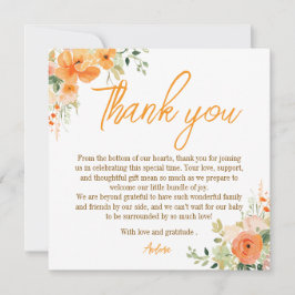 水彩フローラベビーシャワーサンキューカード サンキューカード