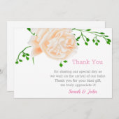 水彩フローラベビーシャワーサンキューカード サンキューカード (正面/裏面)