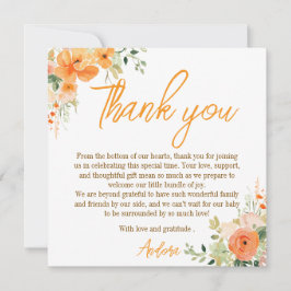水彩フローラベビーシャワーサンキューカード サンキューカード