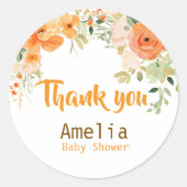 水彩フローラベビーシャワーステッカー ラウンドシール (正面)
