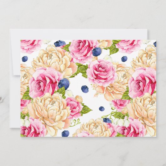 水彩フローラベビーシャワーティーパーティの招待状 招待状 (裏面)