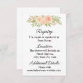 水彩フローラベビーシャワー囲いカード エンクロージャーカード (正面/裏面)