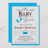 水彩フローラベビーシャワー少年招待状 招待状 (正面/裏面)