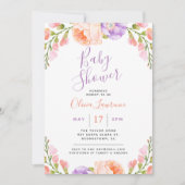 水彩フローラベビーシャワー招待状 招待状 (正面)