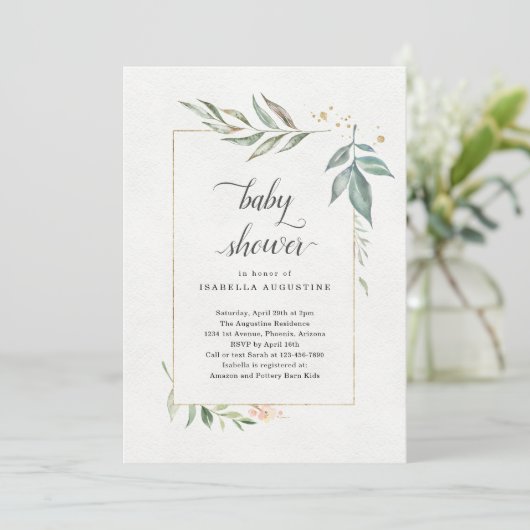 水彩フローラベビーシャワー招待状 招待状 (スタンド正面)