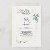 水彩フローラベビーシャワー招待状 招待状 (正面/裏面)