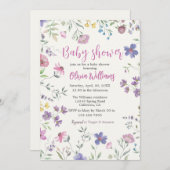 水彩フローラベビーシャワー招待状 招待状 (正面/裏面)