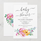 水彩フローラベビーシャワー招待状 招待状 (正面/裏面)