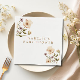 水彩フローラベビーシャワー紙ナプキン スタンダードカクテルナプキン