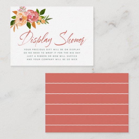 水彩フローラベビーシャワー表示シャワー エンクロージャーカード (正面/裏面)