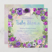 水彩フローラベビーシャワー 招待状 (正面/裏面)