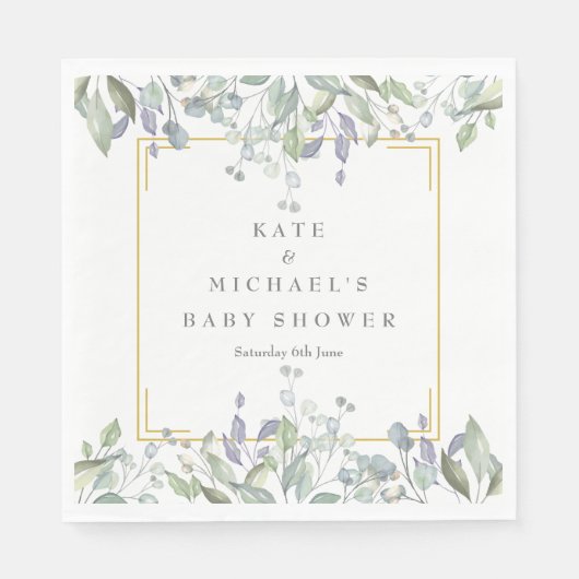 水彩フローラベビーシャワー/散水/カップル スタンダードランチョンナプキン (正面)