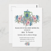 水彩フローラベビーティーパーティの招待状 ポストカード (正面/裏面)