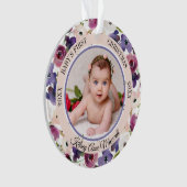 水彩フローラベビー初めてのクリスマス写真 オーナメント (正面)