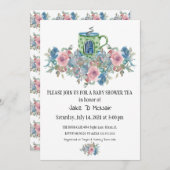 水彩フローラベビー茶パーティの招待状 招待状 (正面/裏面)