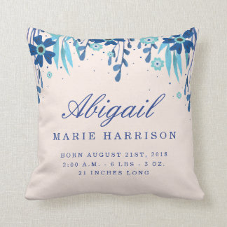 水彩フローラベビー誕生告知枕 クッション