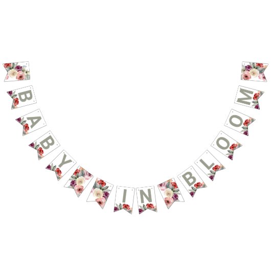 水彩フローラベビー開花ベビーシャワー バンティングフラッグ (全)
