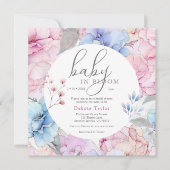 水彩フローラベビー開花ベビーシャワー 招待状 (正面)
