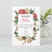 水彩フローラベリーフレームフォトクリスマス シーズンカード (スタンド正面)